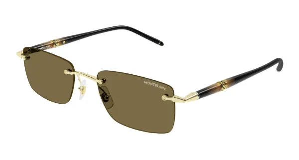 MONTBLANC Sunglasses Gold Black Brown