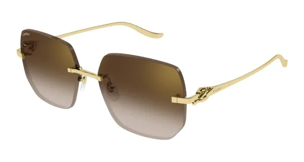 CARTIER Sunglasses Gold Gold Brown