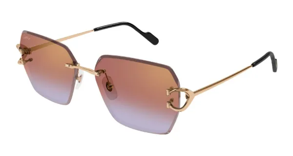 CARTIER Sunglasses Gold Gold Red
