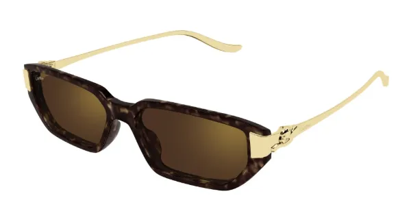 CARTIER Sunglasses Havana Gold Brown