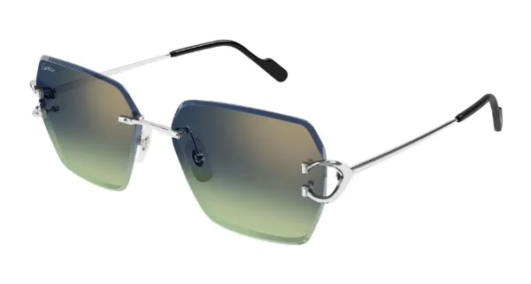 CARTIER Sunglasses Silver Silver Blue