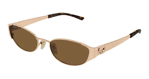 GUCCI Sunglasses Gold Gold Brown