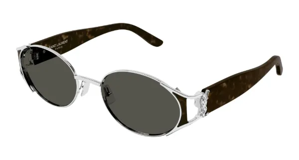 SAINT LAURENT Sunglasses Silver Havana Grey