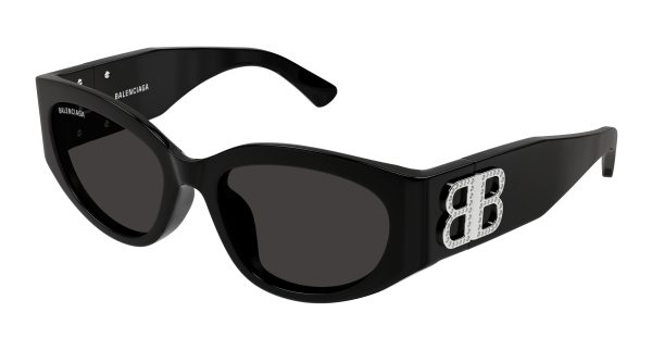 BALENCIAGA Sunglasses Black Black Grey/STRASS LOGO