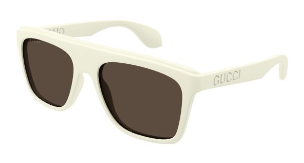 GUCCI Sunglasses White White Brown/