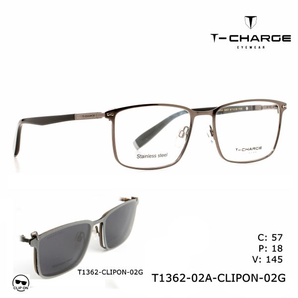 T-CHARGE Optical COMBI CLIP ON Shiny Gun Matted Gun/