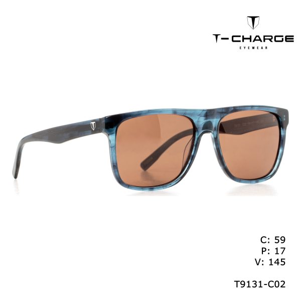T-CHARGE Sunglasses Striped Blue Havana Elhh-0003, Eleung/Polarized